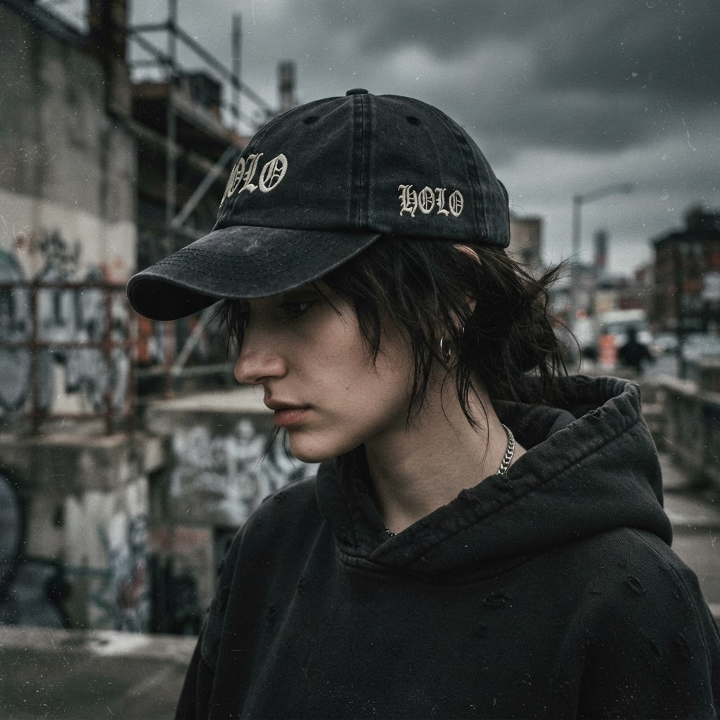 Model wearing the Gothic Cap